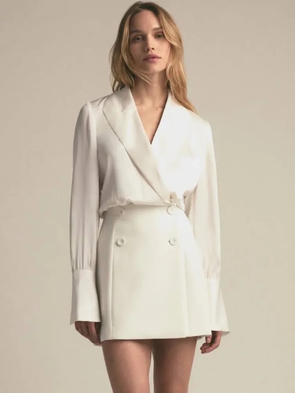 Favorite Daughter Women's White Double-Breasted Blazer Romper
